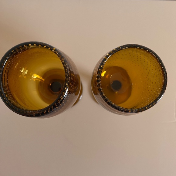 Vintage Unbranded Amber Goblet Set of 2 - Picture 7 of 9